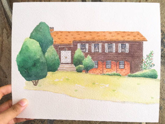 Custom Watercolor House Portrait | Hand-Painted Home Art | Housewarming Holiday Gift