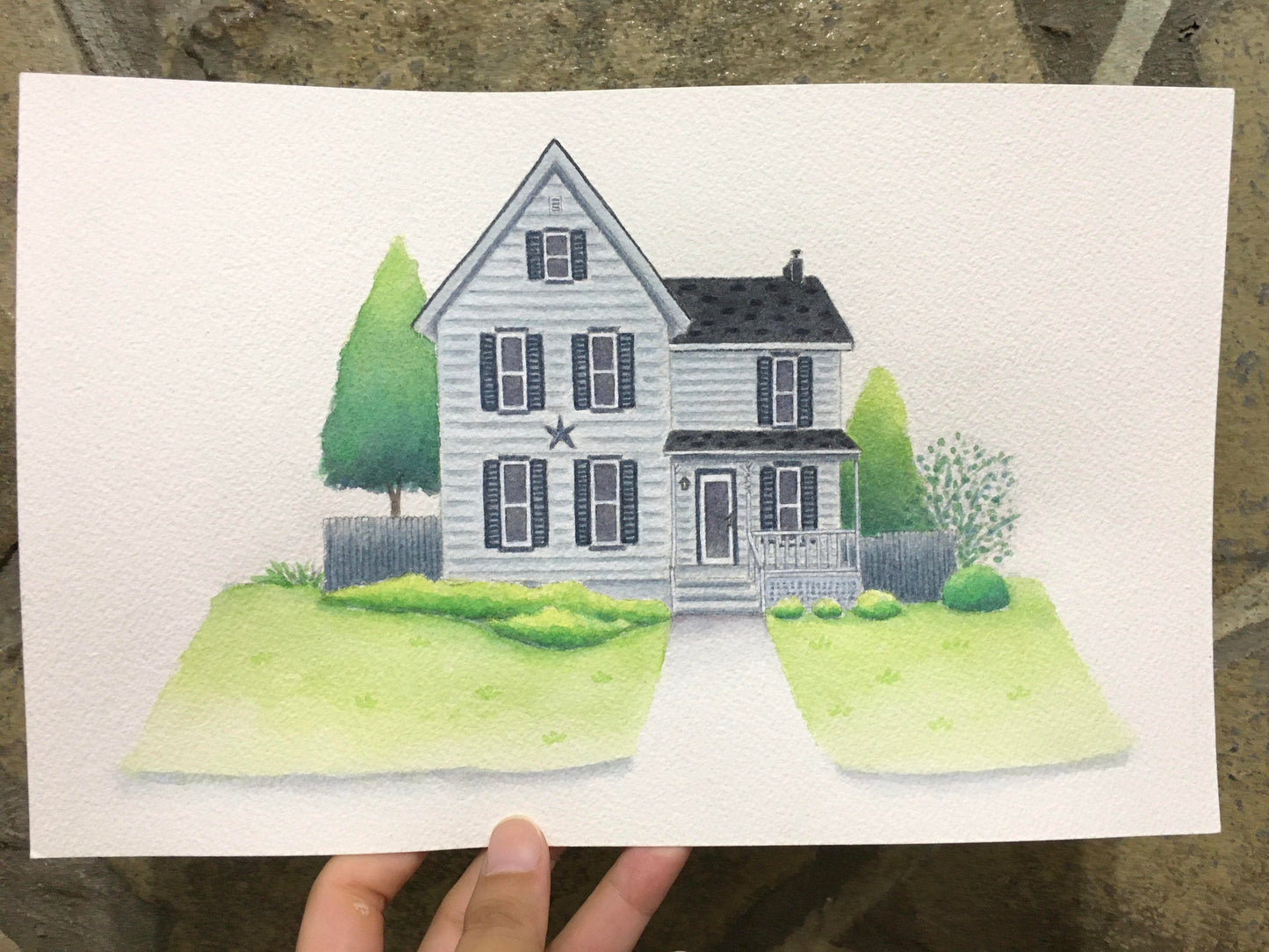 7x11 inches Custom Watercolor House Portrait