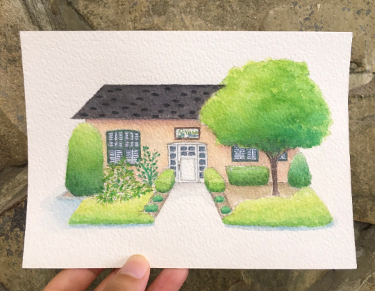 5x7 inches Custom Watercolor House Portrait