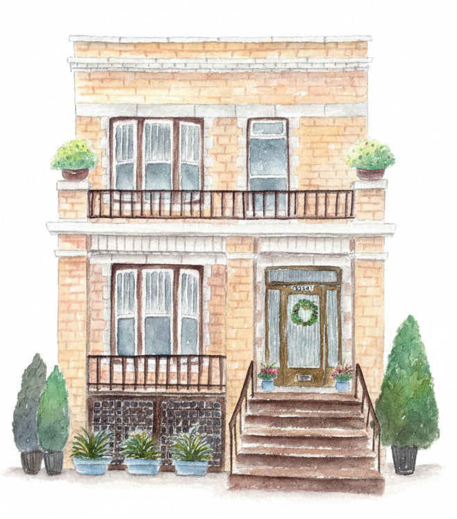 Custom Watercolor House Portrait | Hand-Painted Home Art | Housewarming Holiday Gift