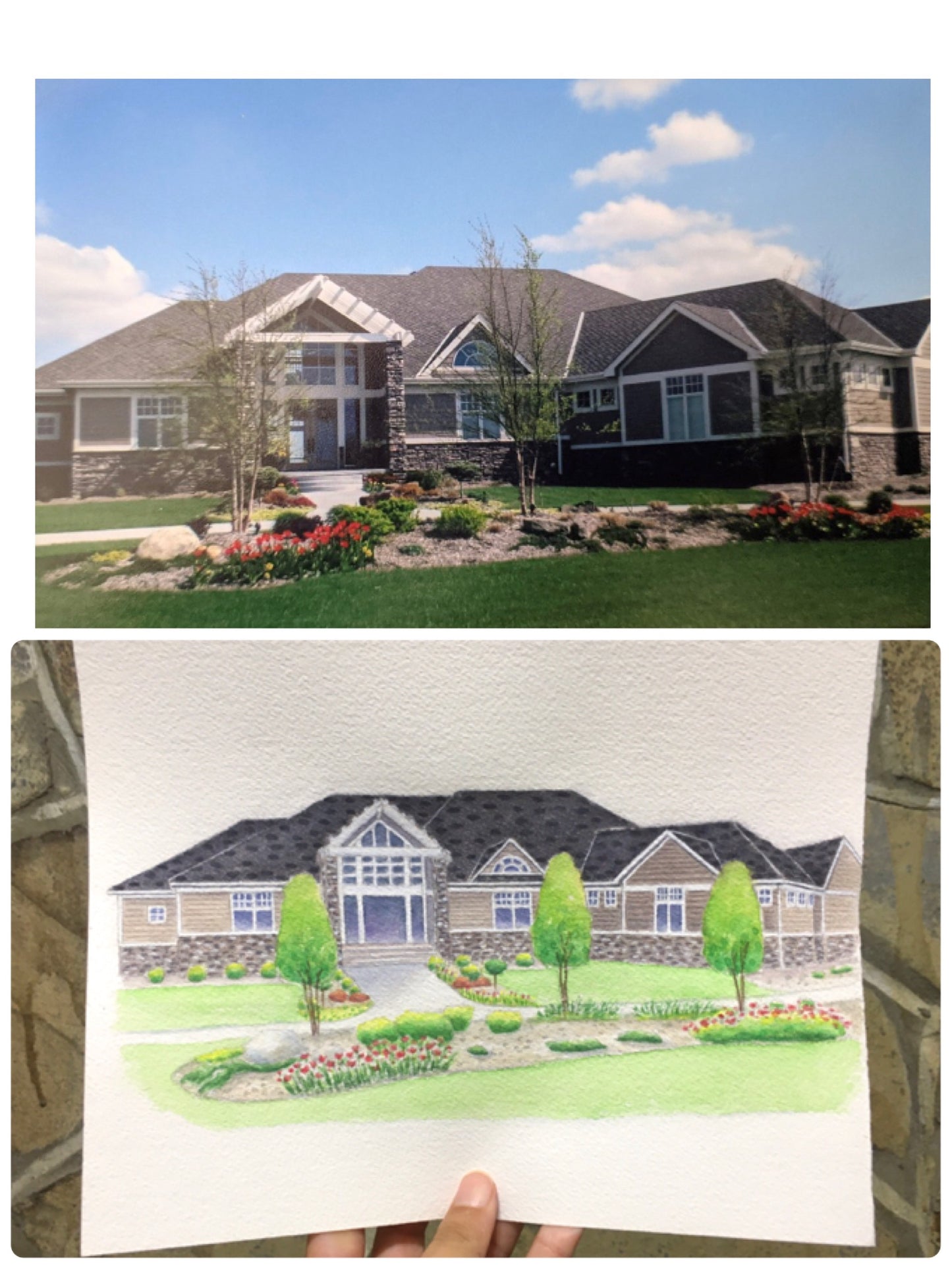 Custom Watercolor House Portrait | Hand-Painted Home Art | Housewarming Holiday Gift