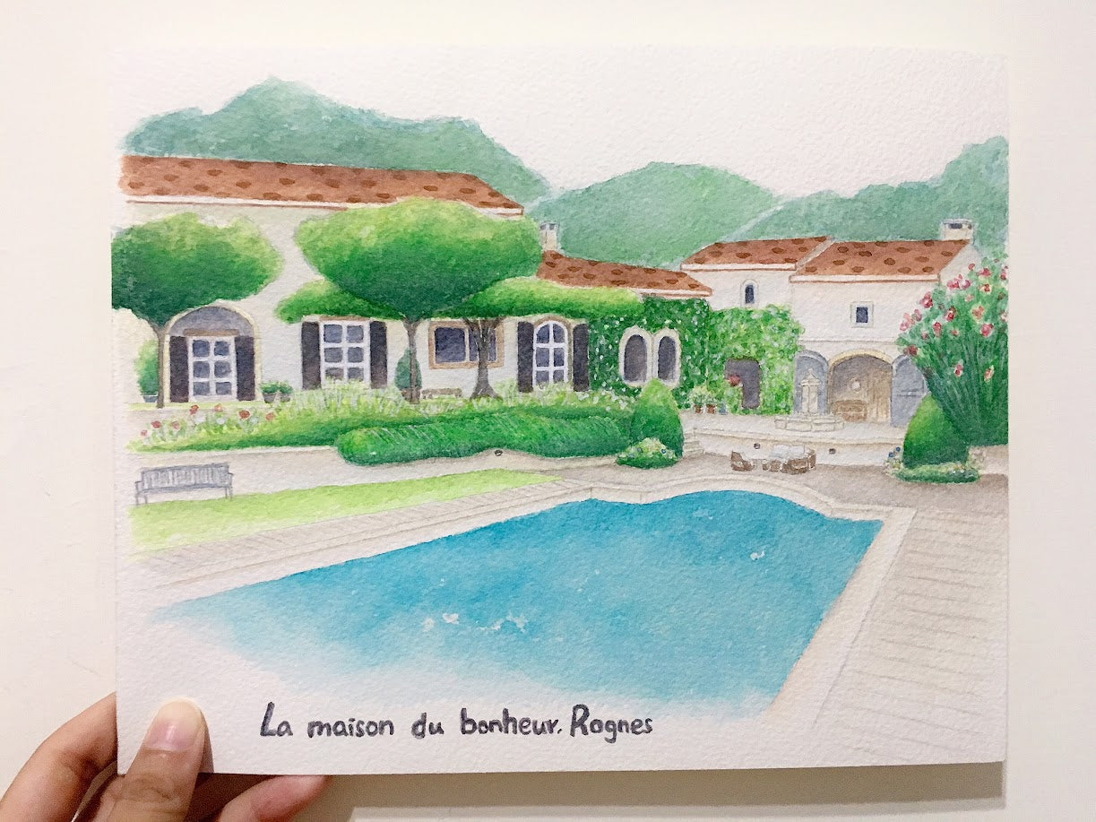 Custom Watercolor House Portrait | Hand-Painted Home Art | Housewarming Holiday Gift