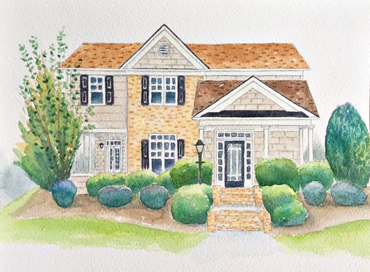 Custom Watercolor House Portrait | Hand-Painted Home Art | Housewarming Holiday Gift