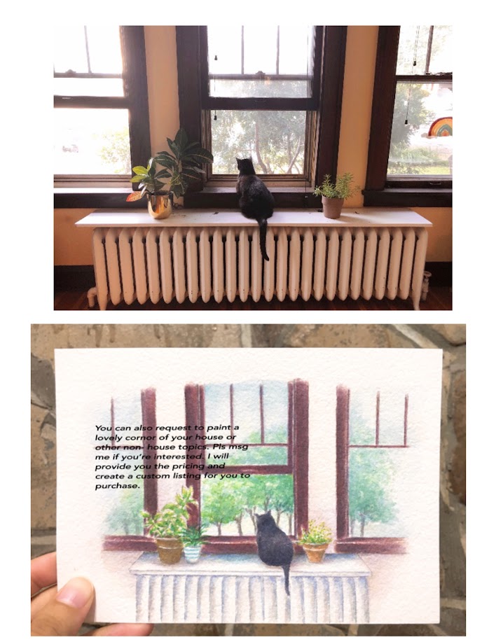 5x7 inches Custom Watercolor House Portrait
